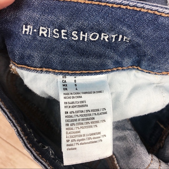 American Eagle Blue High Rise Shortie Jean 0 - Picture 7 of 8